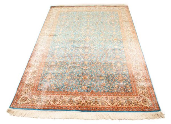 5x720Allover20Silk20on20Silk20_2.jpg Allover Turquoise 5x7 Silk On Silk Carpet Floor Carpet - Image 10