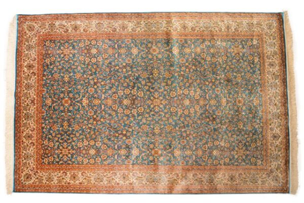 5x720Allover20Silk20on20Silk20_3.jpg Allover Turquoise 5x7 Silk On Silk Carpet Floor Carpet - Image 9