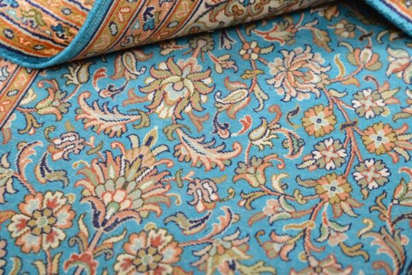 5x720Allover20silk20on20silk_8.jpg Allover Turquoise 5x7 Silk On Silk Carpet Floor Carpet - Image 4
