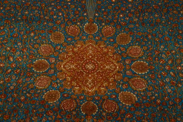 DSC_2137-1.jpg Beautiful Ardibill Turquoise Silk On Silk Carpet 5x7 - Image 6