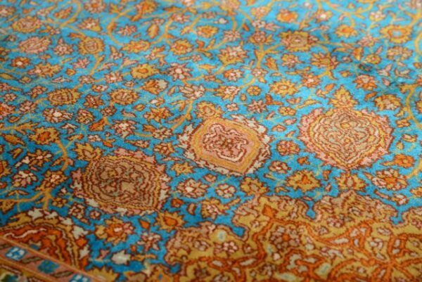 DSC_2140-1.jpg Beautiful Ardibill Turquoise Silk On Silk Carpet 5x7 - Image 3