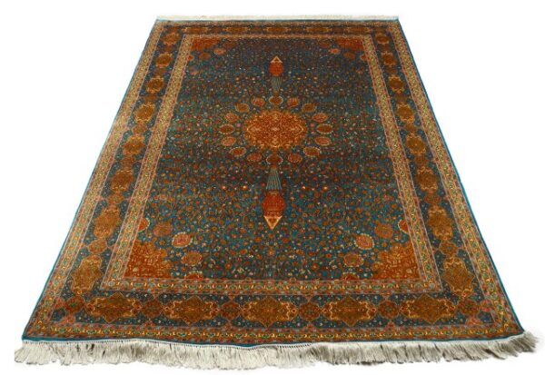 DSC_2145.jpg Beautiful Ardibill Turquoise Silk On Silk Carpet 5x7 - Image 10