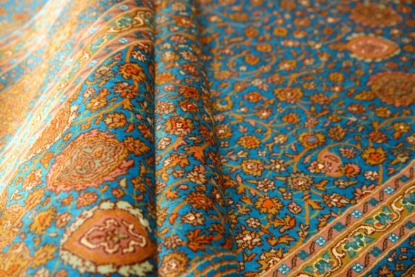 DSC_2147.jpg Beautiful Ardibill Turquoise Silk On Silk Carpet 5x7 - Image 7