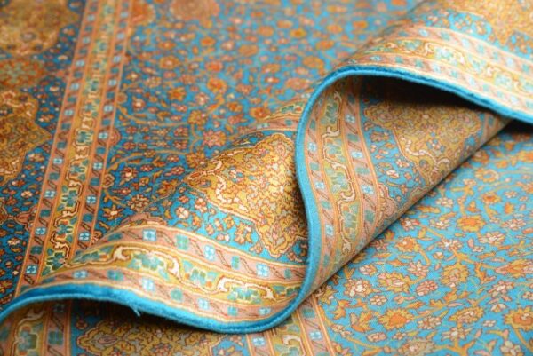 DSC_2148.jpg Beautiful Ardibill Turquoise Silk On Silk Carpet 5x7 - Image 9