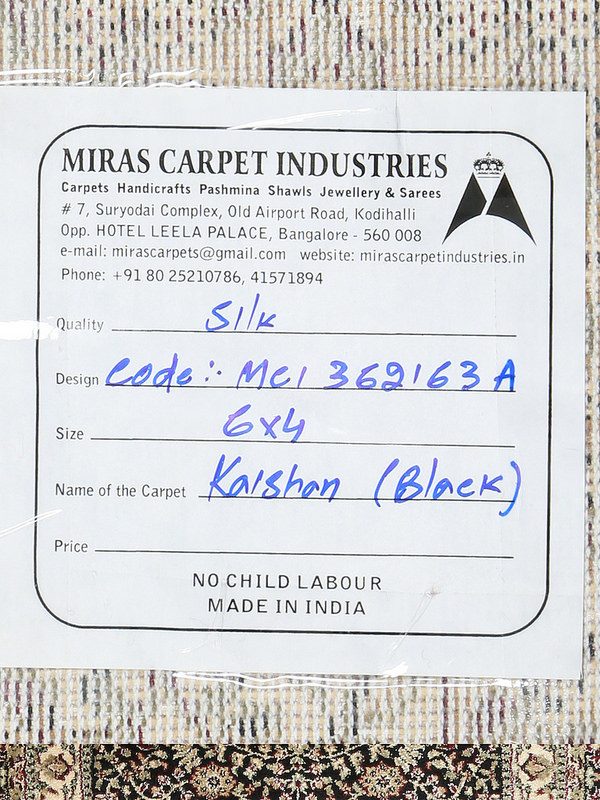 Miras Kaishan Black Carpet 4x6 Feets - Image 2