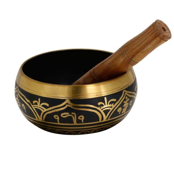 TIBETAN_SINGING_BOWL_Miras_Crafts_4.jpg Tibetan Singing Bowl Hand Crafted in Metal with Ancient Scriptures - Image 4