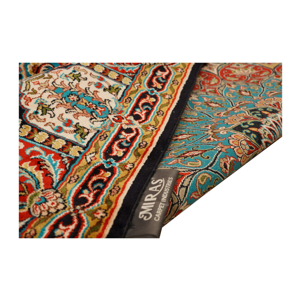 Kashmiri Pure Silk On Silk Gumband Design Square Carpet 8' X 8' Feets
